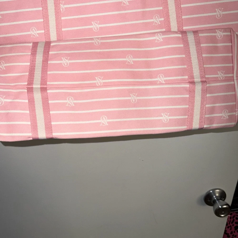 Victoria's Secret Pink and White Striped Canvas Tote